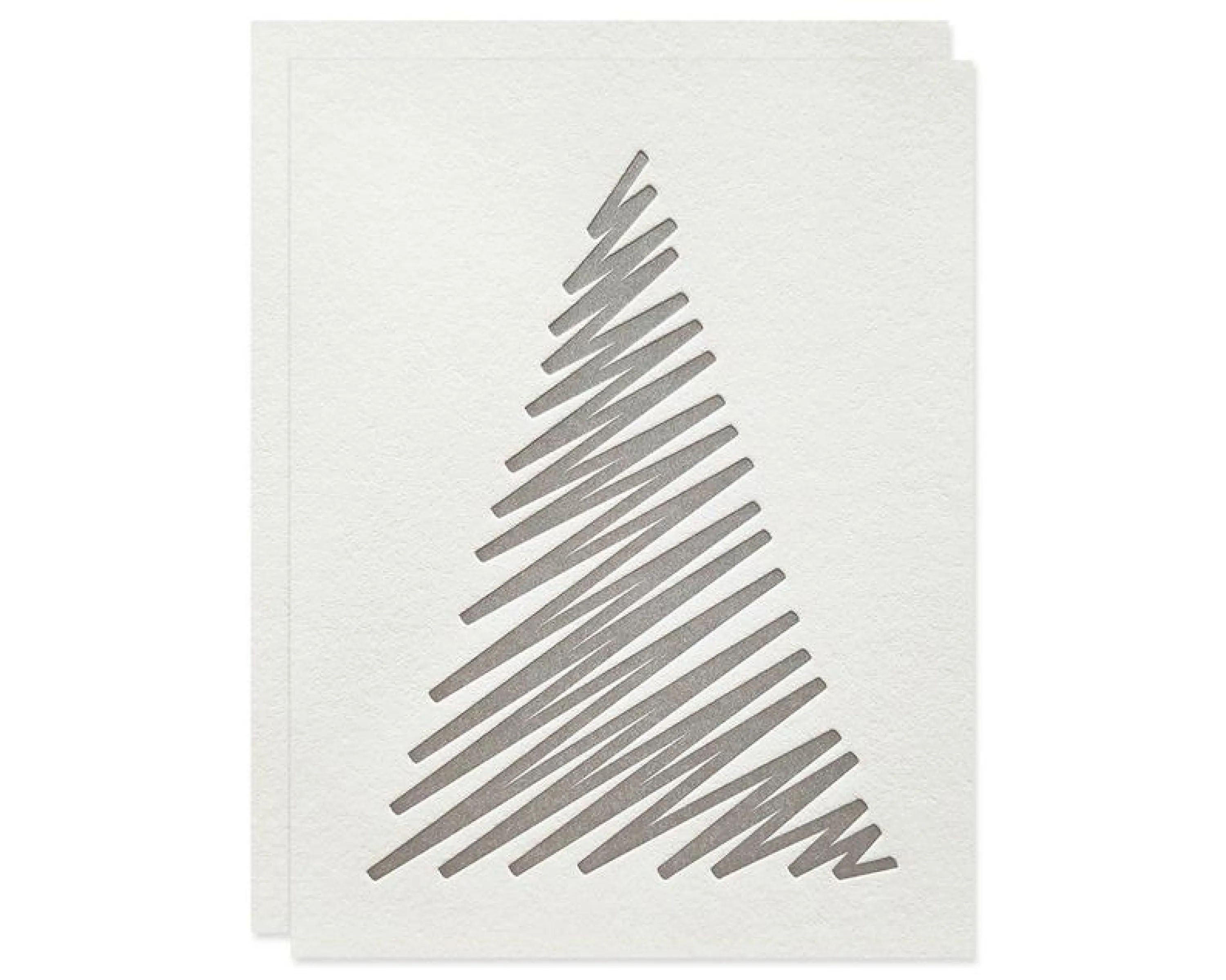 White Christmas card decorated with a simple drawn tree.
