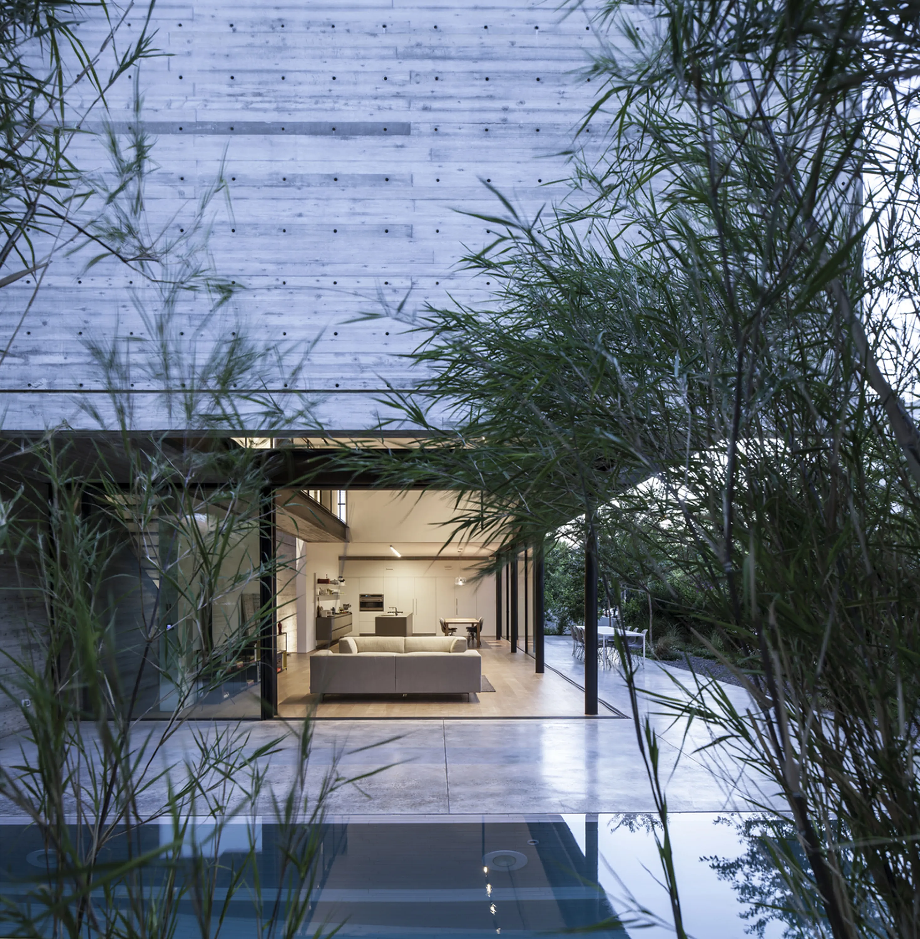 Indoor-outdoor living space seen from outdoors.