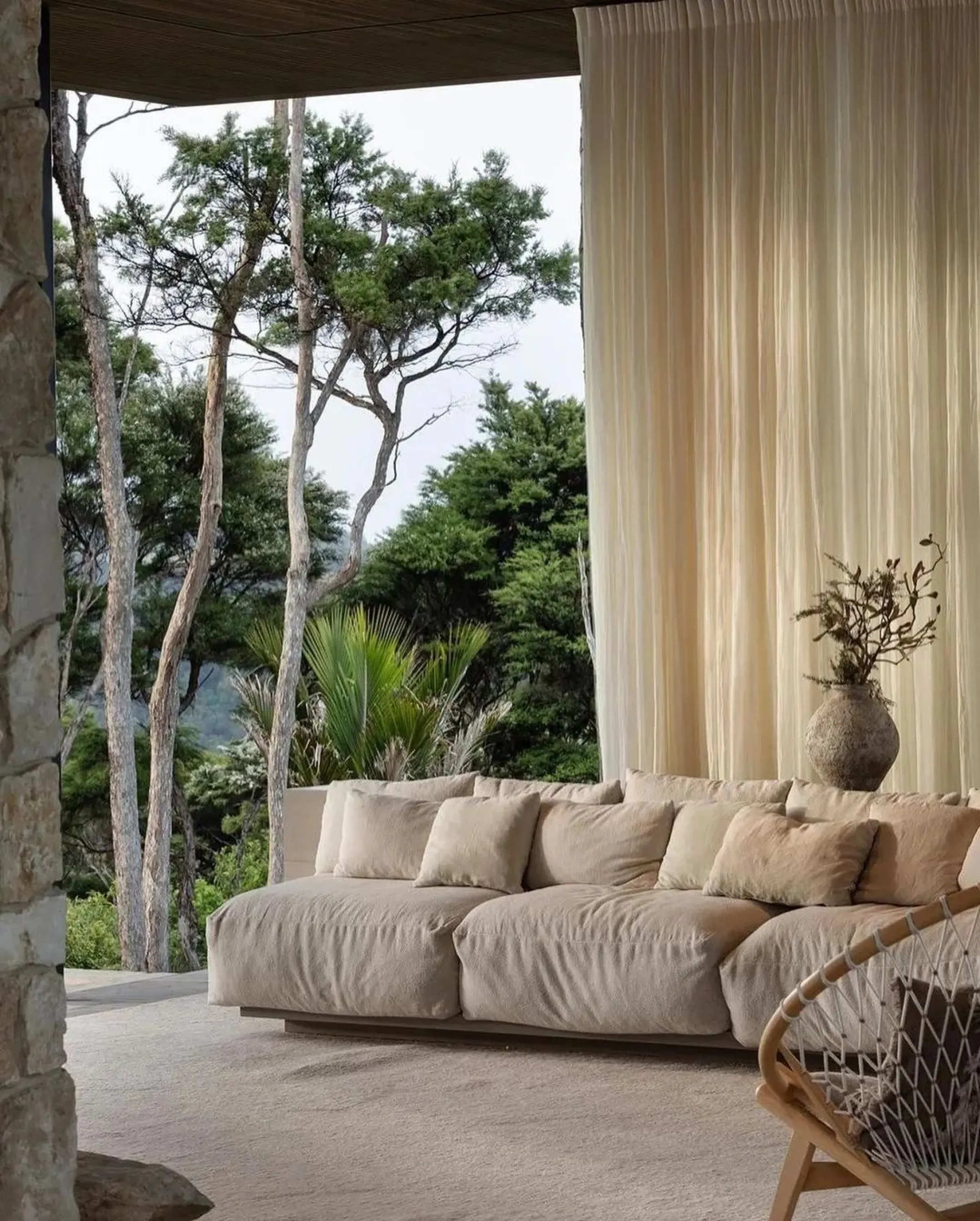 Indoor-outdoor lounging space.