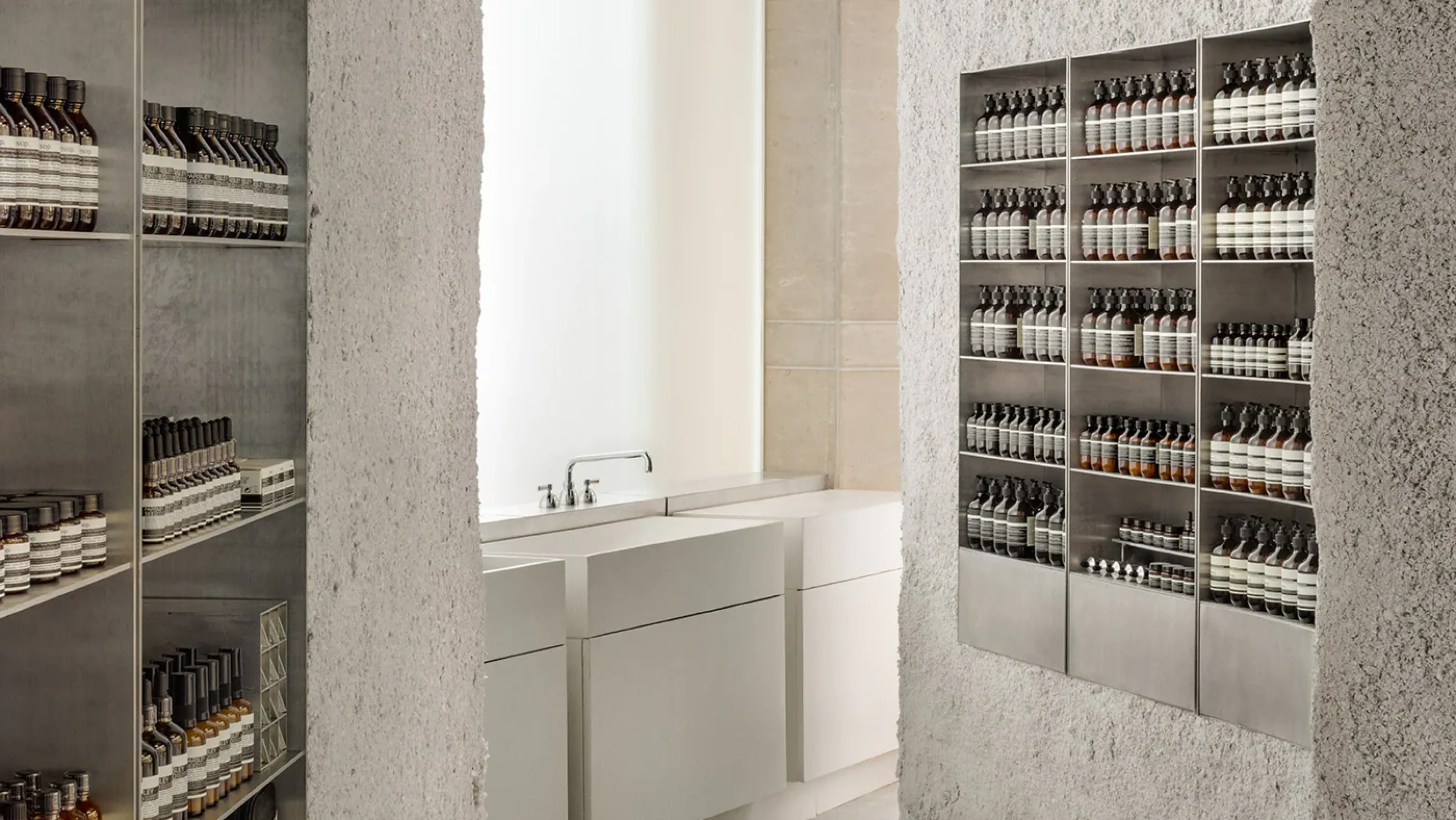 View of the washbasin area at the back of the store.