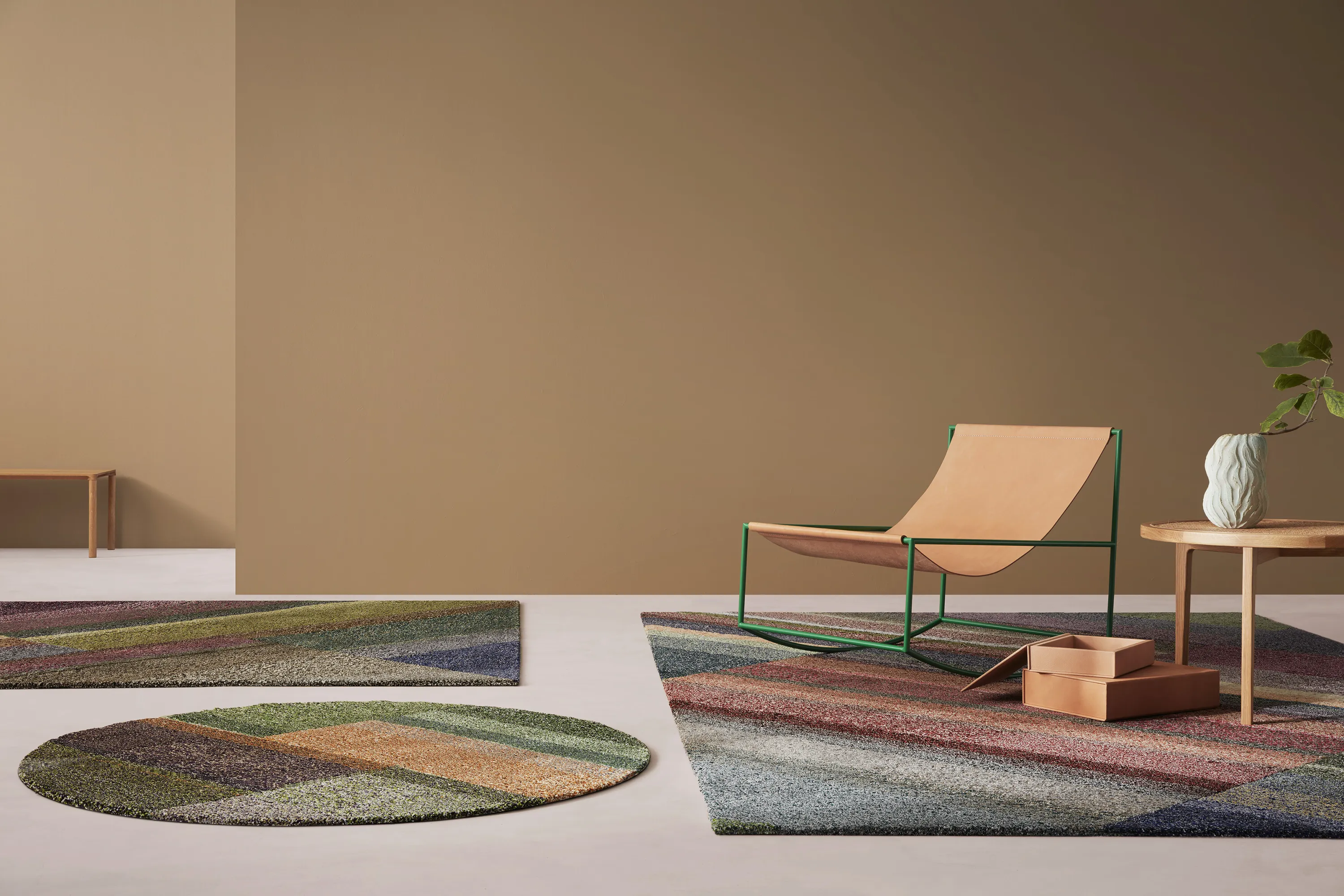 Rugs styled in a room.